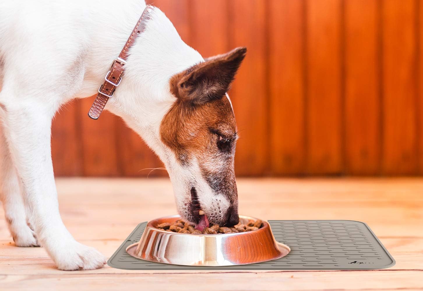LuxPal Large 17X15 Premium Grade Silicone Dog & Cat Indoor or Outdoor Food Mat for Pets and Animals None Slip Food Tray Placemat for All Floors, Washable, Food Grade, (Grey)