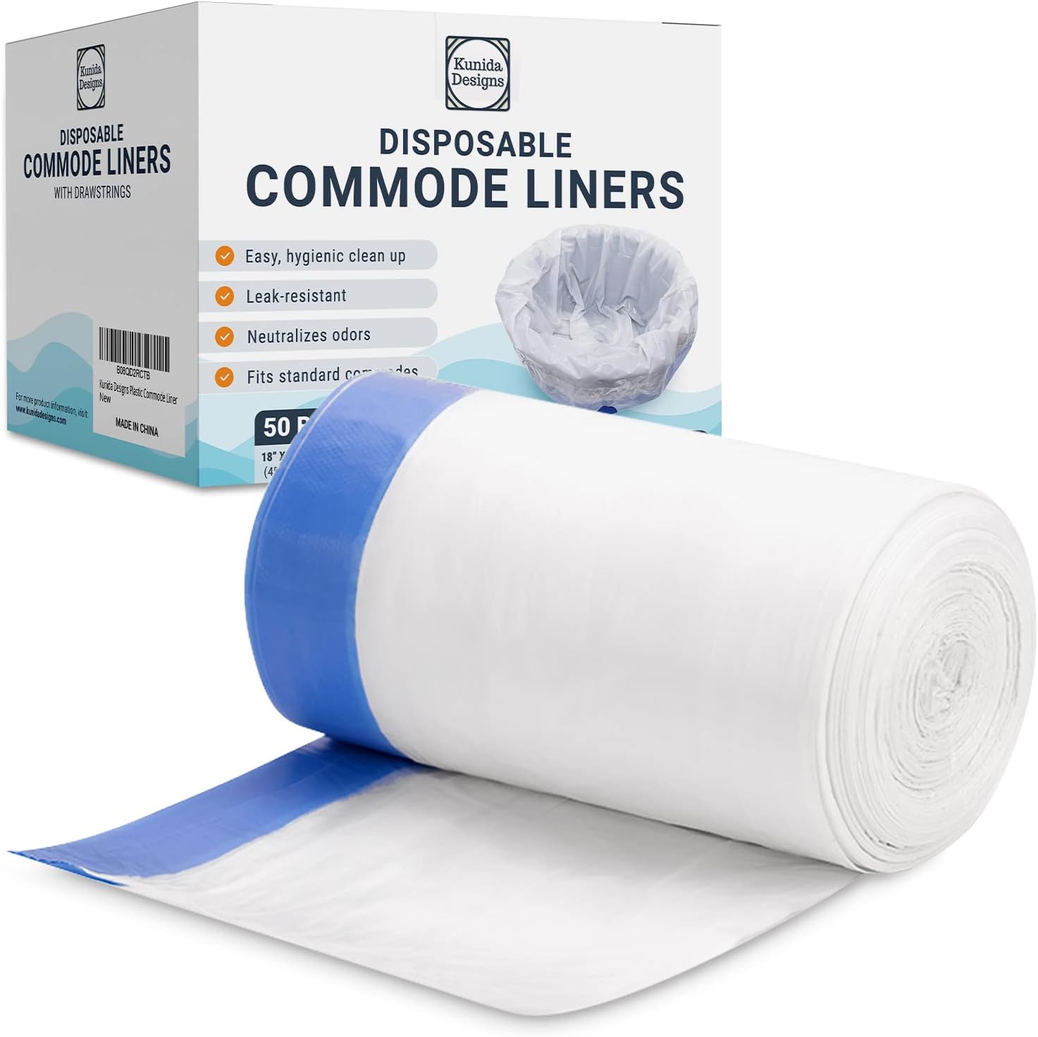 Commode Liners 50 Disposable Toilet Bags for Bedside