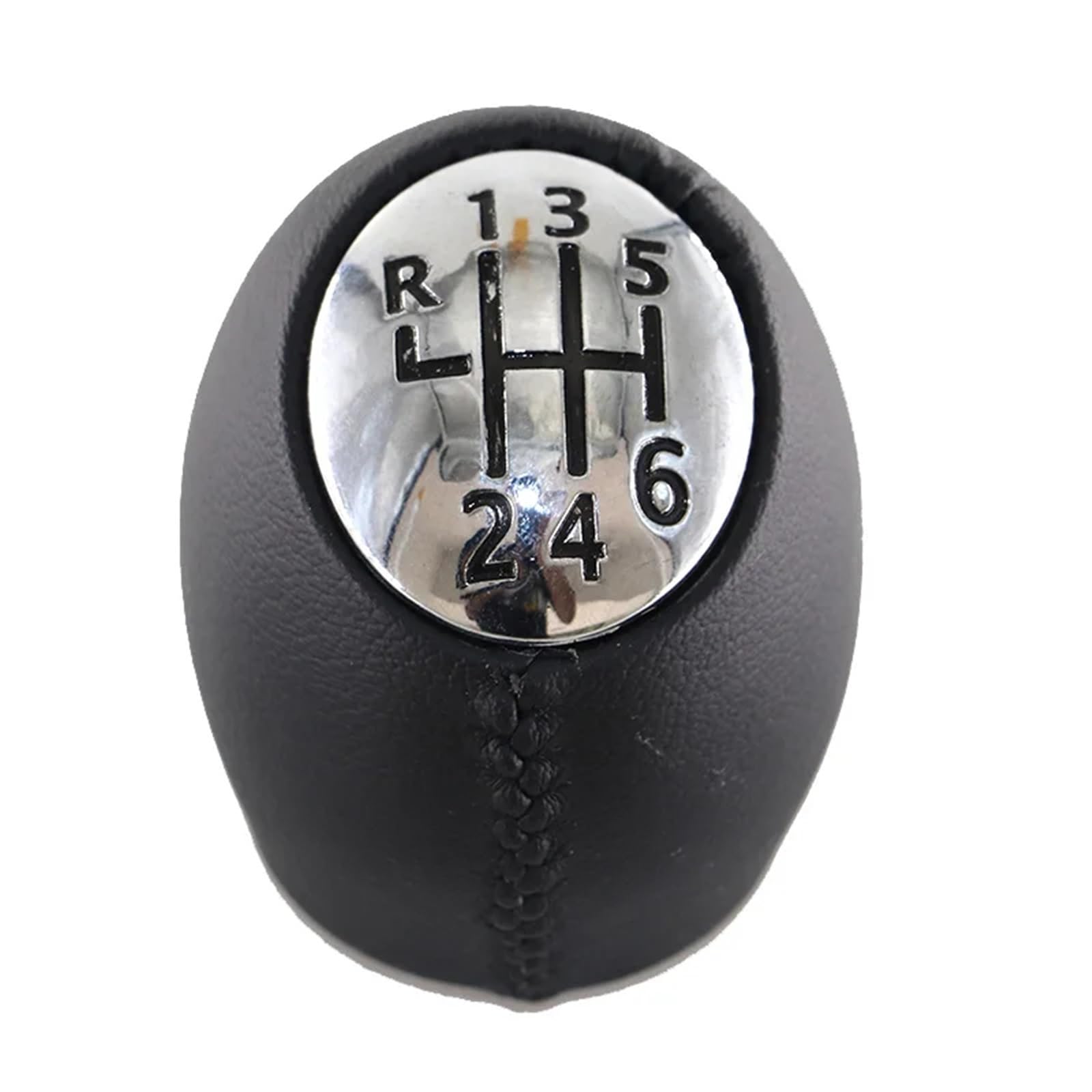 Hsukiho R123456 Leather Car Shift Knob Cover For Espace Mk4 2002-2008 For Mpv Car Gear Shift Knob Gear Ball Handball Head Knob Chrome Caps(R123456 Leather)