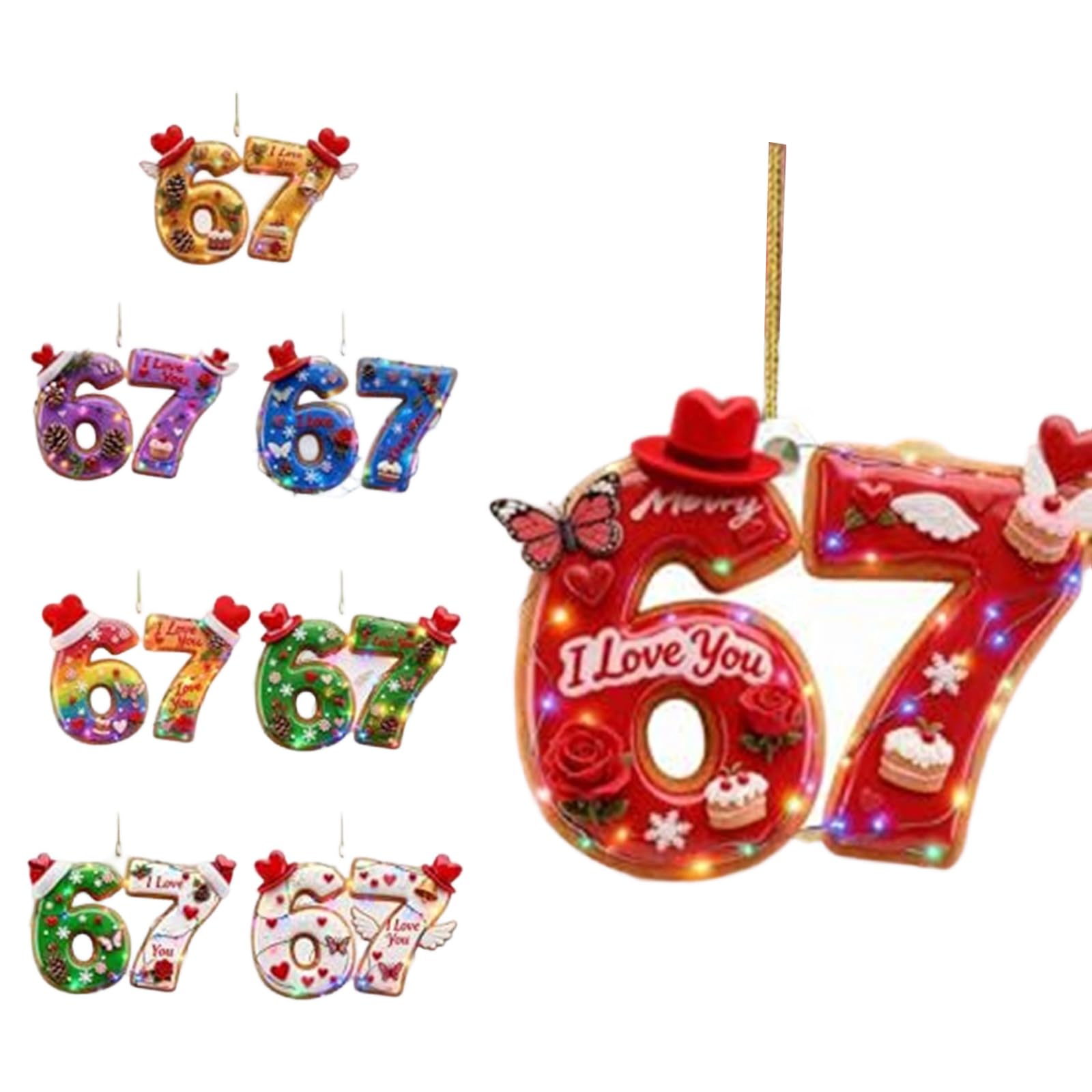 Number Ornament Shatterproof Valentines Tree Decoration for Door Wall Tree Display Birthday Wedding Celebration Ornament
