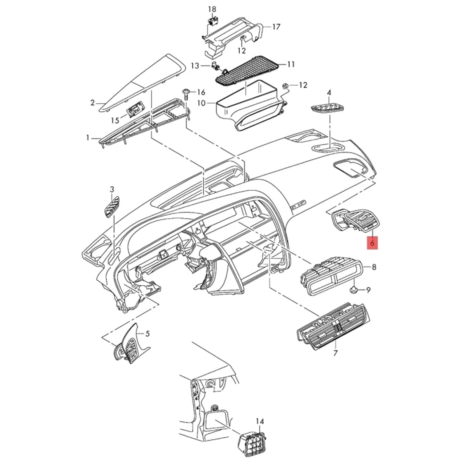 Aria Condizionata Bocchette per Audi A4 B8 2009-2016,Kit cruscotto Pannello di Uscita dell'Aria condizionata per Auto Griglia di Copertura,C/1PC Right.
