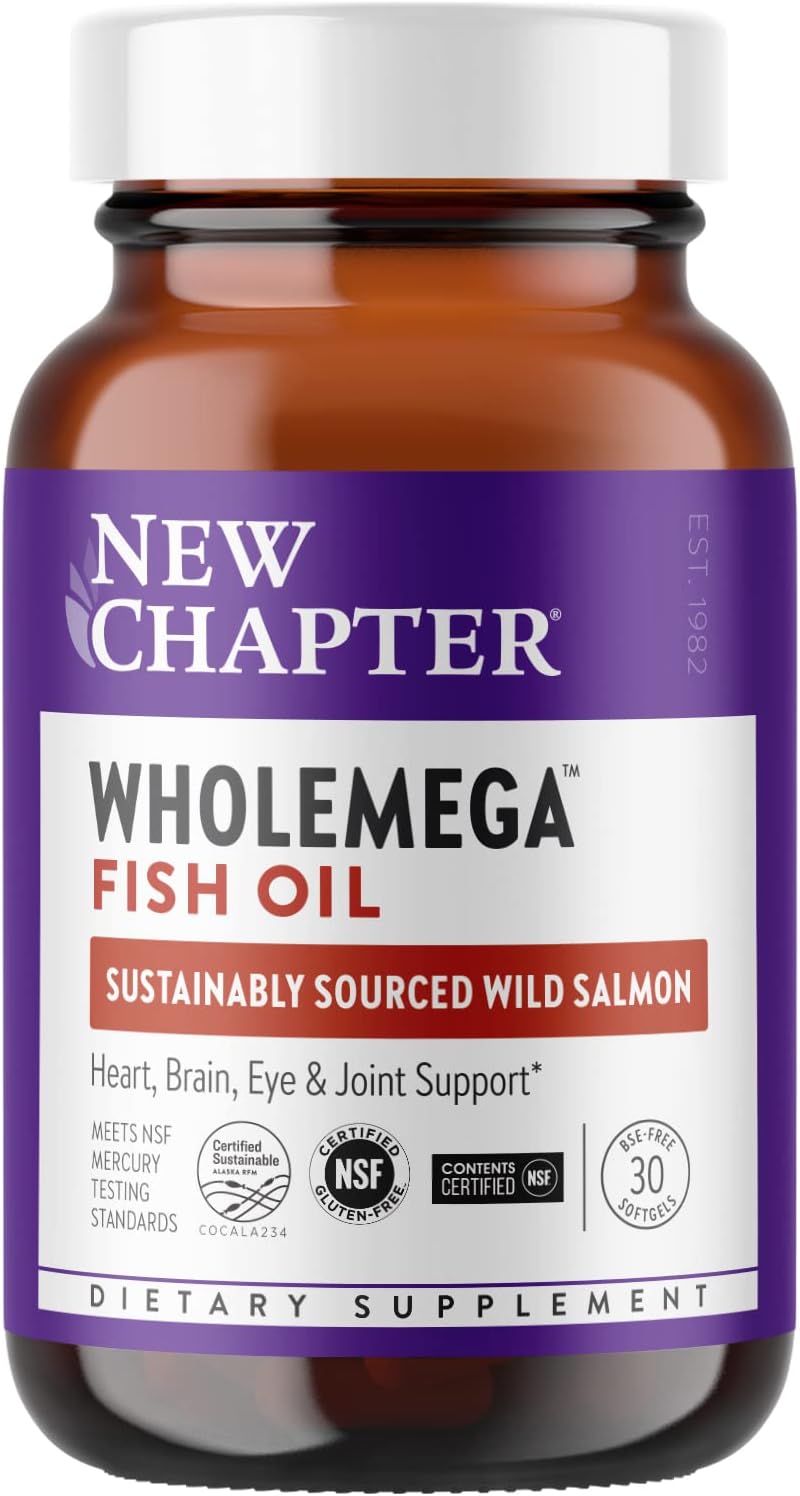 New Chapter Wholemega Fish Oil Supplement Wild Alaskan Salmon Oil with Omega3