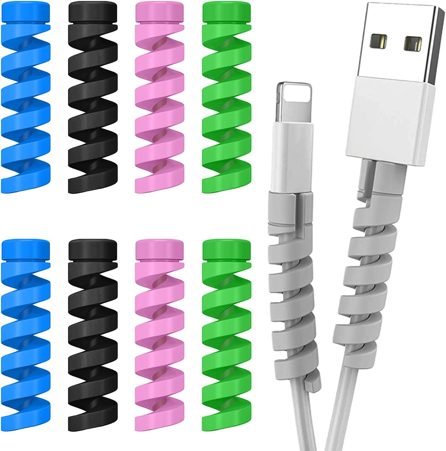 Gizga Essentials Spiral Cable Protector Cord Saver for Mac Charger, iPhone Charger, Wire Protector, Lightweight Durable Flexible Wire Winder for Charging Cables, Data Cables, Earphones, Pack of 10