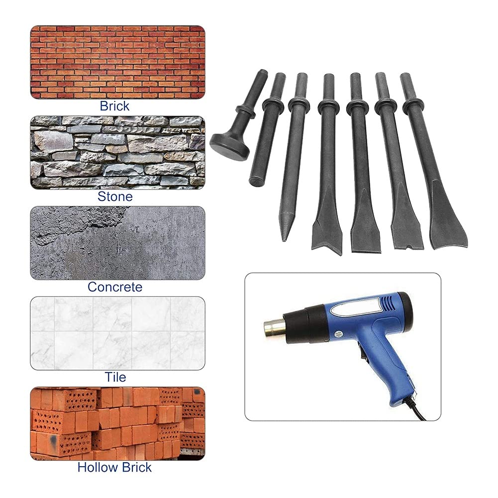8 Pcs Pneumatique Ciseau Air Marteau Poinçon Outil D'Écaillage Pneumatique Ciseau Air Hamme Couper la Rouille