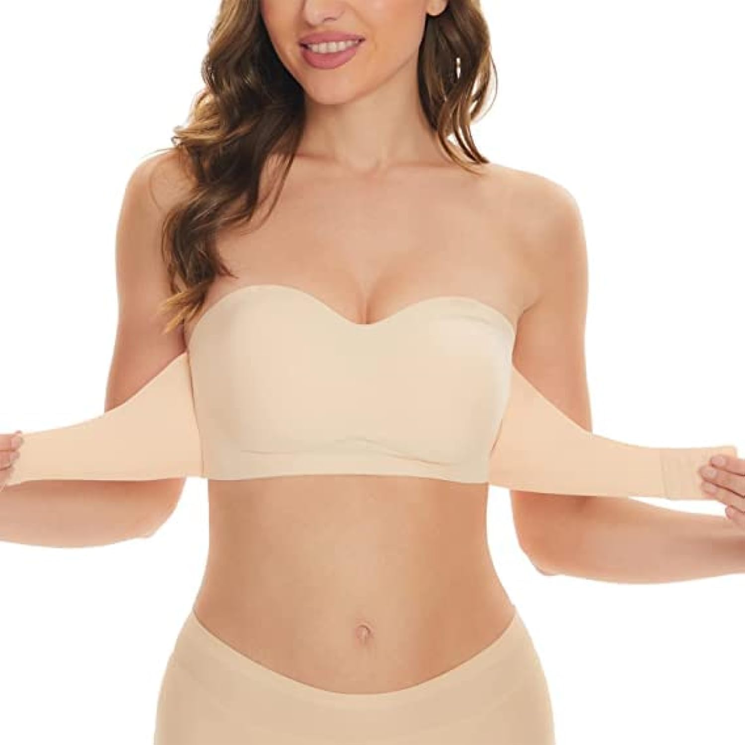 BUYMORE Beautiful Useful YouthfulStrapless Bras for Women, Strapless Front Buckle Lift Bra Nonslip Bandeau Bra, Sports Bra, Pull Up Bra, Detachable Strap Underwear, Everyday Wear, Convertible Straps