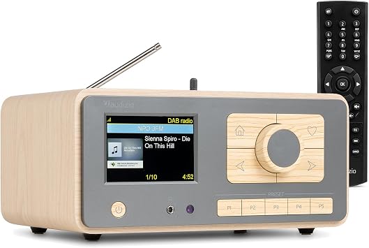 Audizio Dozza Bamboo WiFi Internet and DAB+ Radio with Bluetooth, 40W Home Audio System, DAB Radio Alarm Clock, FM Digital Radio, Internet Radio Tuner with Remote