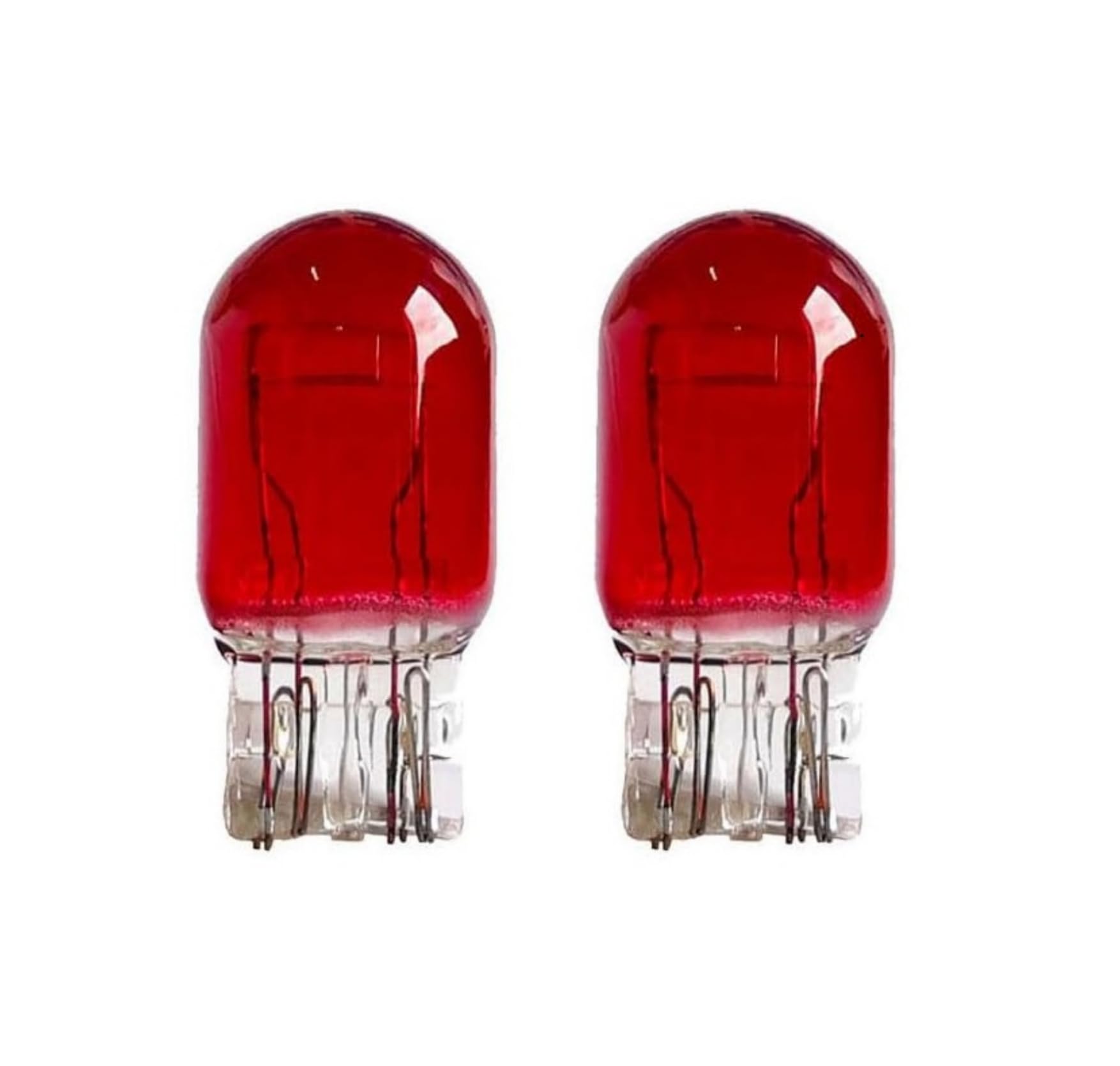 Fugedox 2 PCS T20 7443 1891 21/5W Clear Glass Turn Signal Stop Brake Tail Light-Bulbs - DRL Indicator Light Micro Bulb Parts, Automotive Universal Lighting Accessory, for Cars (RED)