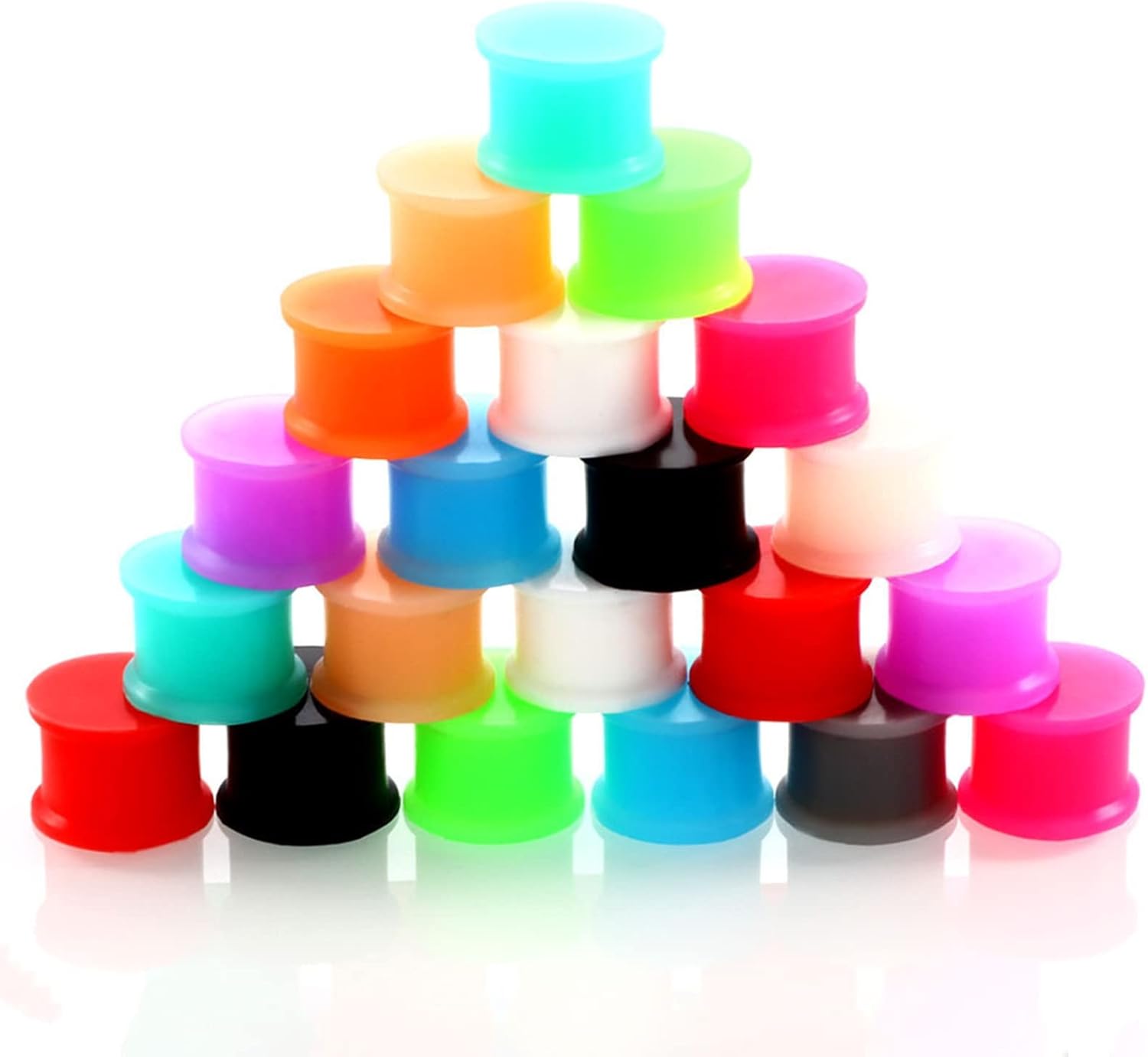 Beydodo Silicone Ear Gauges Plugs, Ear Gauges Stretching Kit 24PCS Body Piercing Earrings for Wen Flexible Plugs Mixed Round Shape