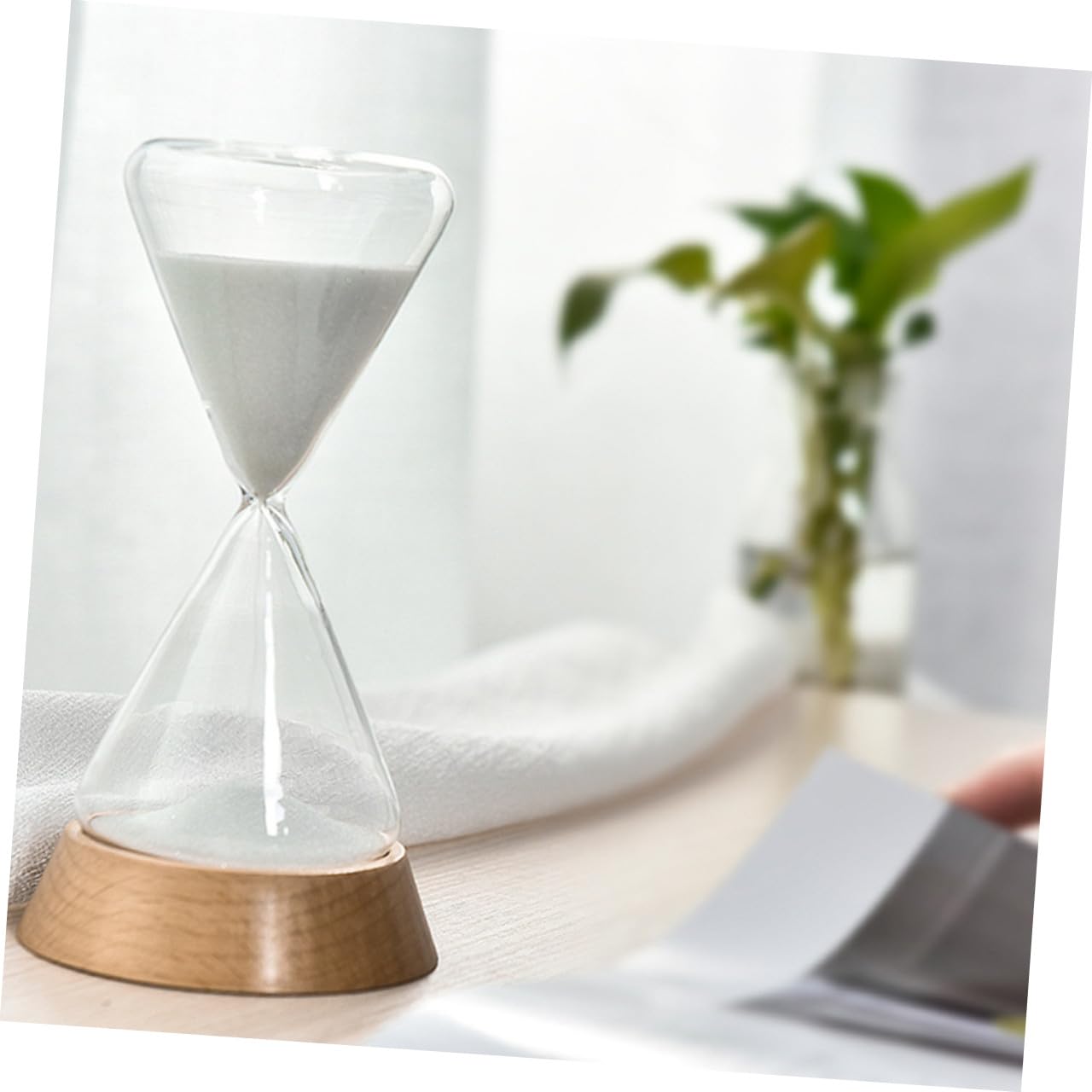 TOPBATHY Tisch Sanduhr 15 Minuten aus Glas, Holz und Sand für Dekor