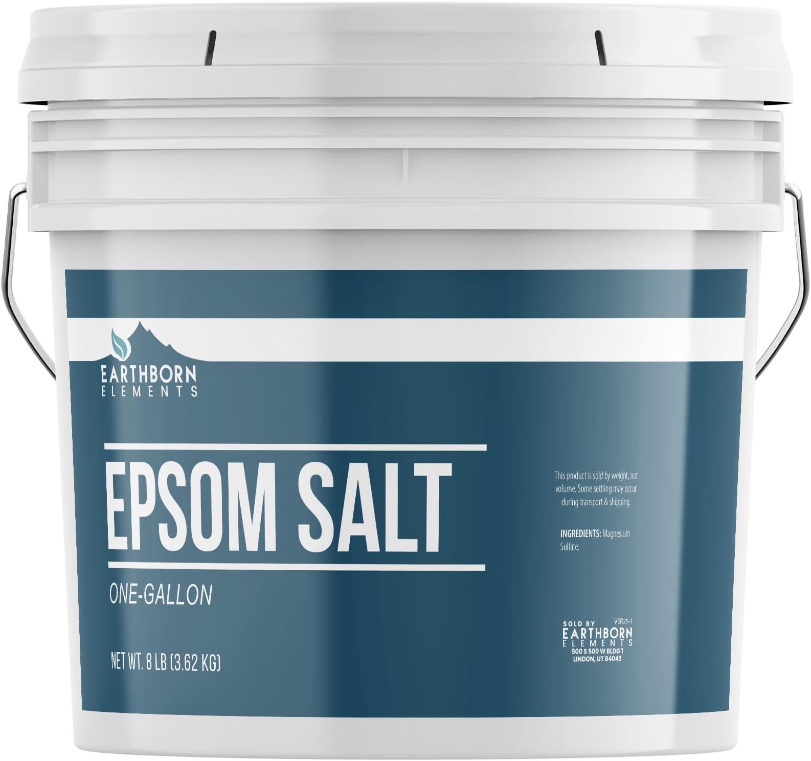 Earthborn Elements Epsom Salt (1 Gallon), Resealable Bucket, Magnesium Sulfate Soaking Solution, All-Natural