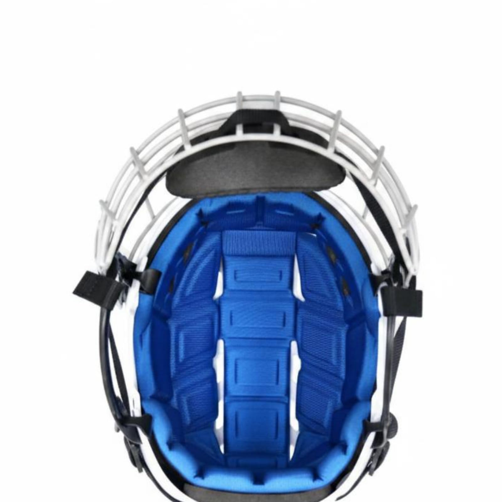MERIGLARE Casque de Hockey avec Coque Rigide Blanche Cage pour Le Visage Système d'Aération et Rembourrage Confort Adapté à la Sécurité Lors de de Glace d'Entraînement et Usage Courant, S 53.5 57cm