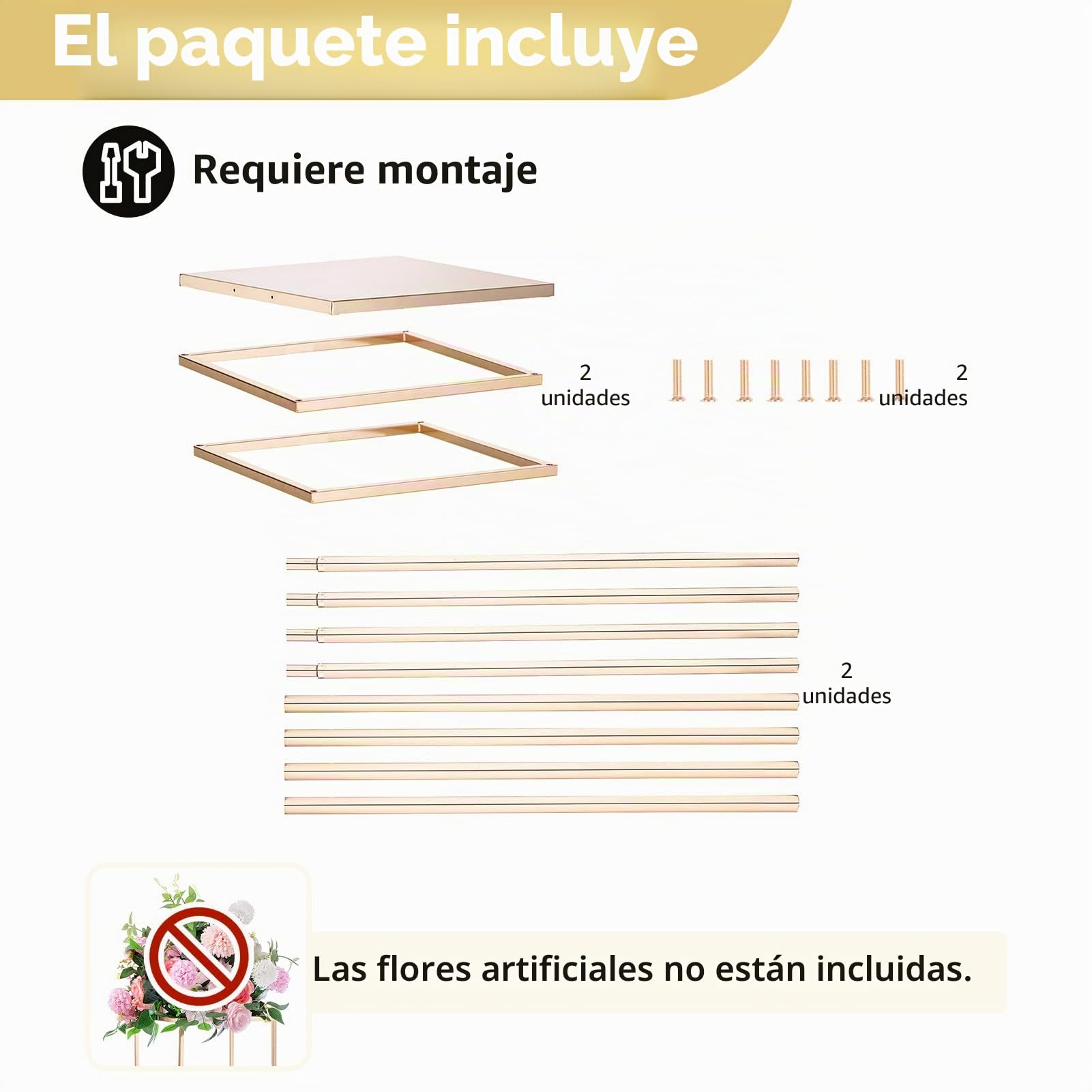 Nuptio Jarrón Oro para Centros Mesa Boda 2 Piezas 60cm Altura Flores Metal Jarrones Piso Columna Geométrica Pieza Central Se Encuentra Estante Pantalla Rectangular para Bodas Decoraciones Fiesta