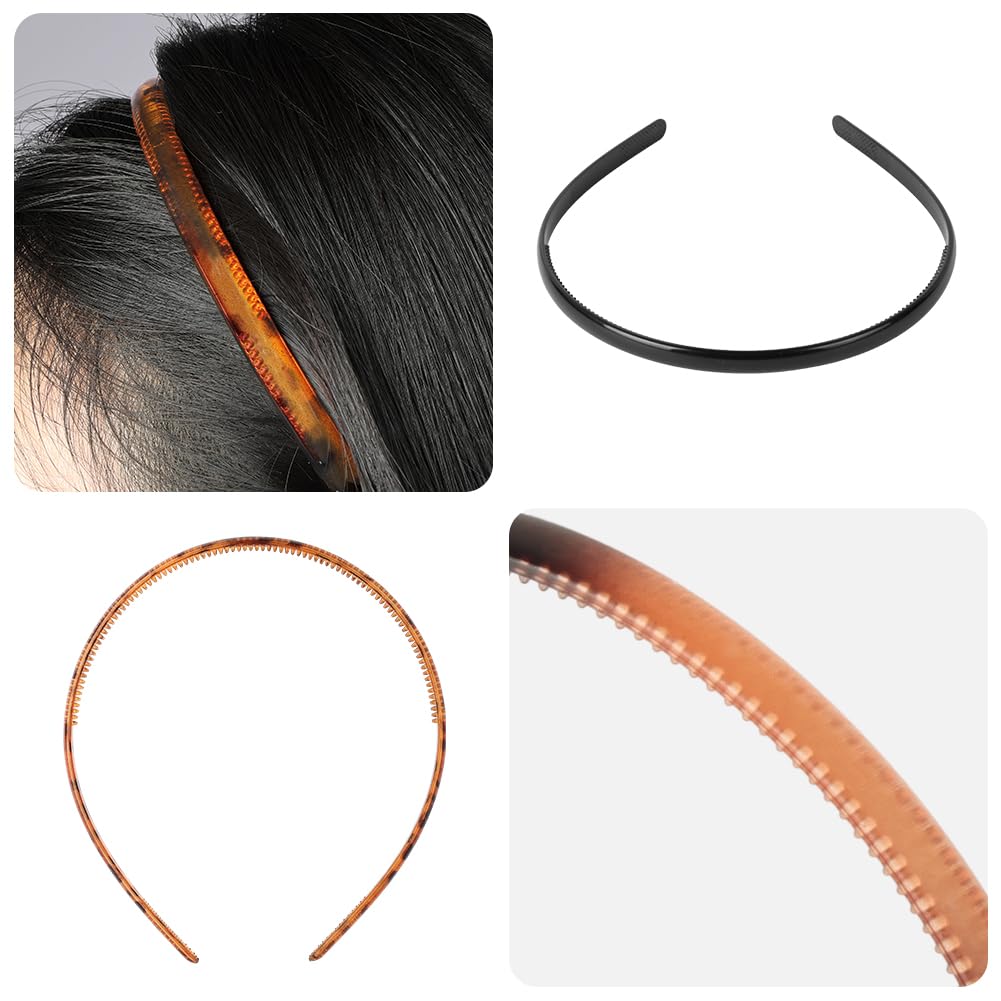 LOPHE Diadema Mujer, 6 Piezas Diademas de Plástico, Diadema Fina con Dientes, Hairband Flacas de Plástico para Mujeres y Niñas, Banda para el Cabello de Dientes Finos Antideslizante (Mixto-Multicolor)