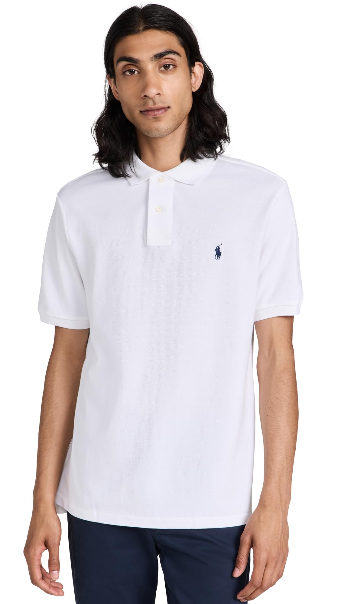 Polo Ralph Lauren Men's White Classic Fit Mesh Polo Md, Medium