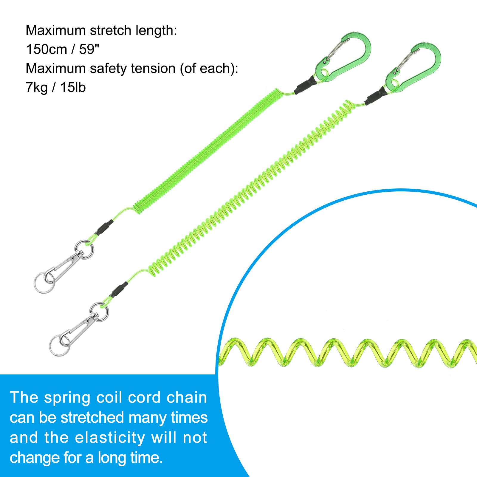 PATIKIL 3pcs Retractable Spring Coil Straps - Image 3