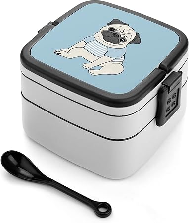 Amazon 犬 パグ 弁当箱 二段 ランチボックス お弁当箱 漏れ防止 大容量 麦わら繊維 男女兼用 軽量 おべんとう箱 運びに便利 高品質 食品を新鮮に保ちます 多機能ランチボックス 通勤通学 Pbexfdafd 弁当箱