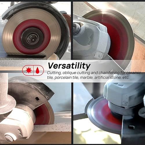 Miniatura 5 de DT-DIATOOL Hoja de diamante para azulejos de 4-12 pulgadas, eje de hoja de sierra circular de 78"-58", disco de corte y molienda de malla en X de
