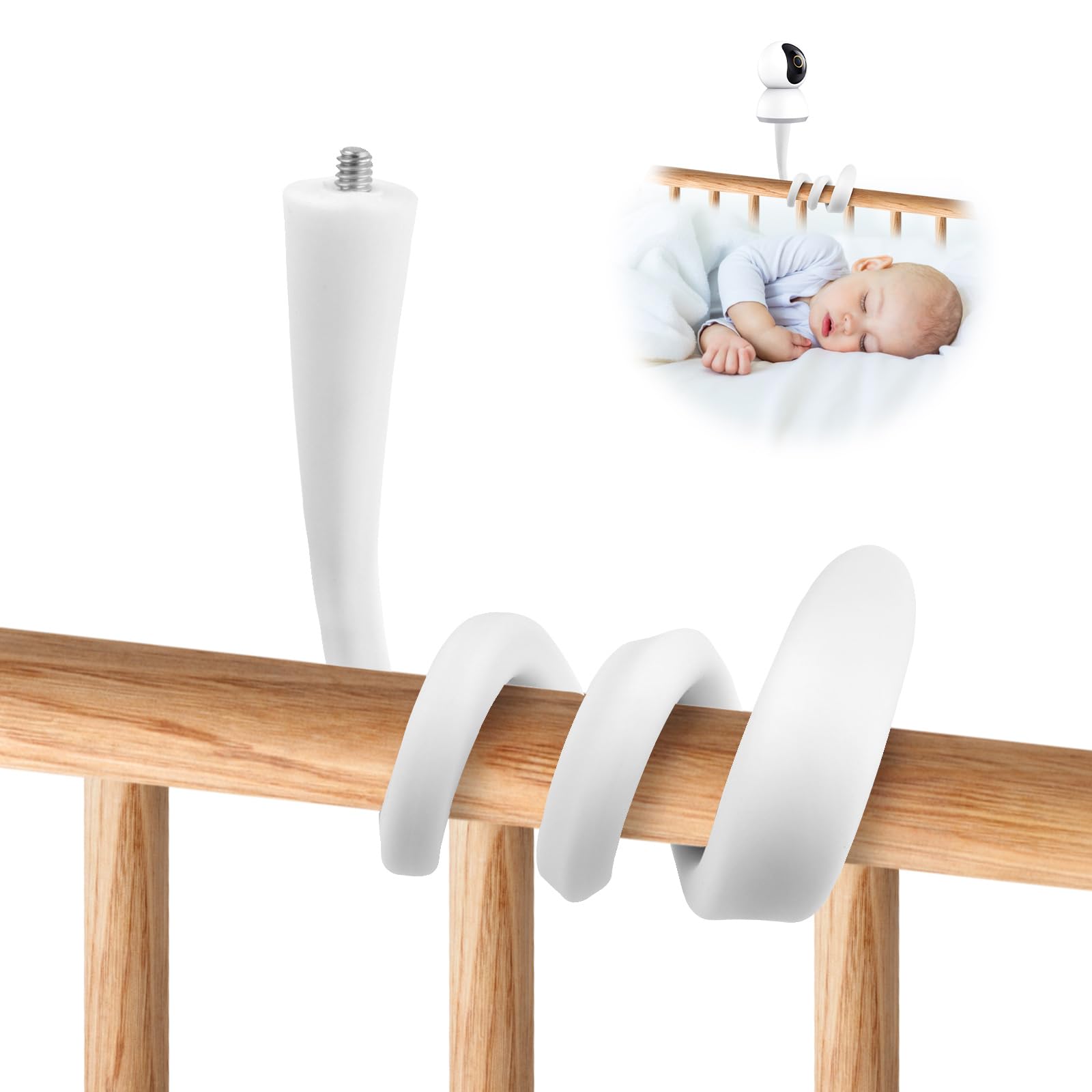 Soporte Camara Vigilancia Bebe Universal, Soporte Vigilabebes con Tornillo 1/4", Soporte Camara Bebe con Palo Flexible, Soporte para Monitor de Bebé, Compatible con la Mayoría de Vigilabebés