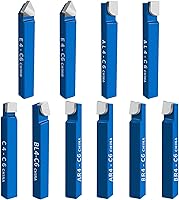 Vista 1 de 10 piezas de herramientas cortadoras de torno de metal de 1/4 de pulgada con punta de carburo, juego de corte de bits C6, para torneado de torno