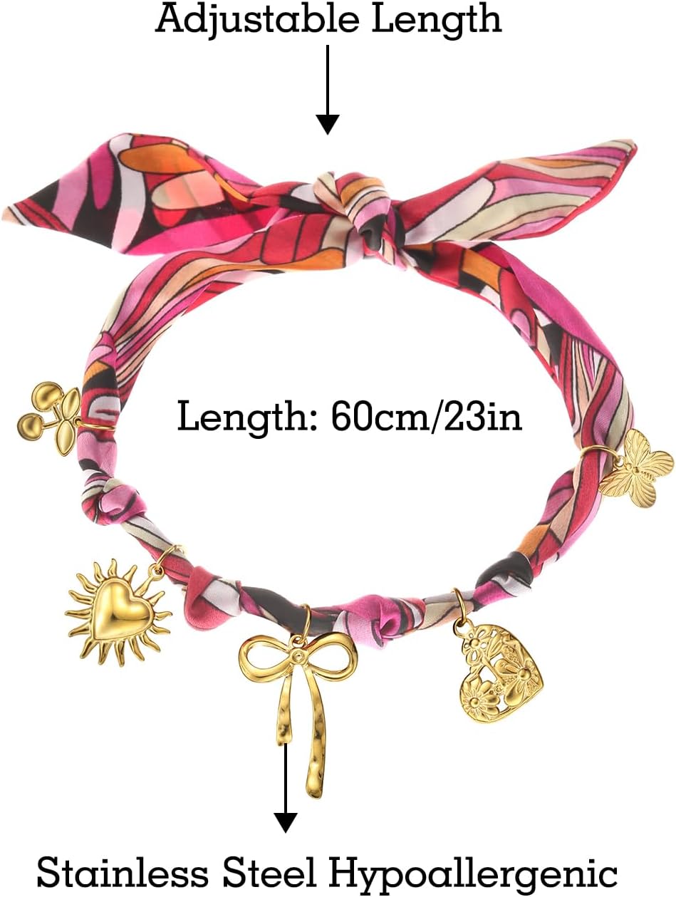 COTATI Scarf Necklace with Charm for Women,Adjustable Western Silky Soft Cowgirl necklaces Jewelry Gold Plated Pendant - Image 5