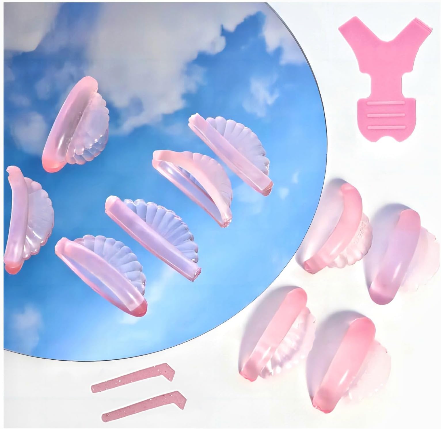 Korean Lash lift Pads Shields 2026 New No glue Eyelash Lifting Shield Self Sticky Lash Perm Rods Lami Lamination Roller U Curler Pad Soft 5 Size Air Bubble Silicone-Light Weight Guard