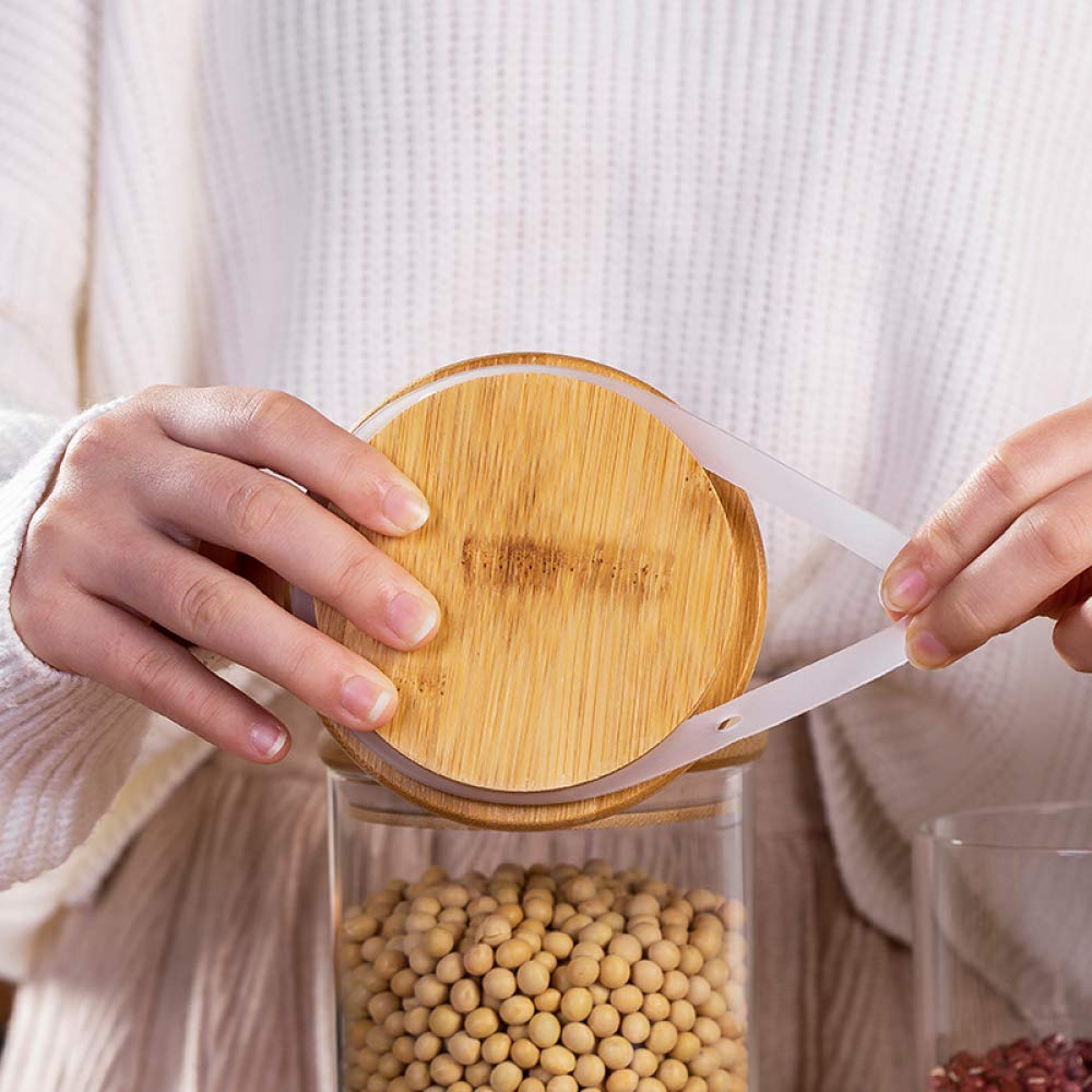 Frascos De Vidrio De 750 Ml + 950 Ml Con Tapas De Bambú Juego De 6 Anillos De Silicona, Recipientes Herméticos De Cereales Para Alimentos De Cocina Para Almacenamiento, Juego De Recipientes