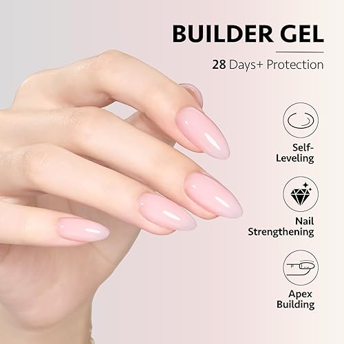 Miniatura 45 de GAOY Gel constructor para uñas, fortalecedor de uñas de 0.6 fl oz en una botella, gel duro para extensión de uñas, secado por luz UV de larga