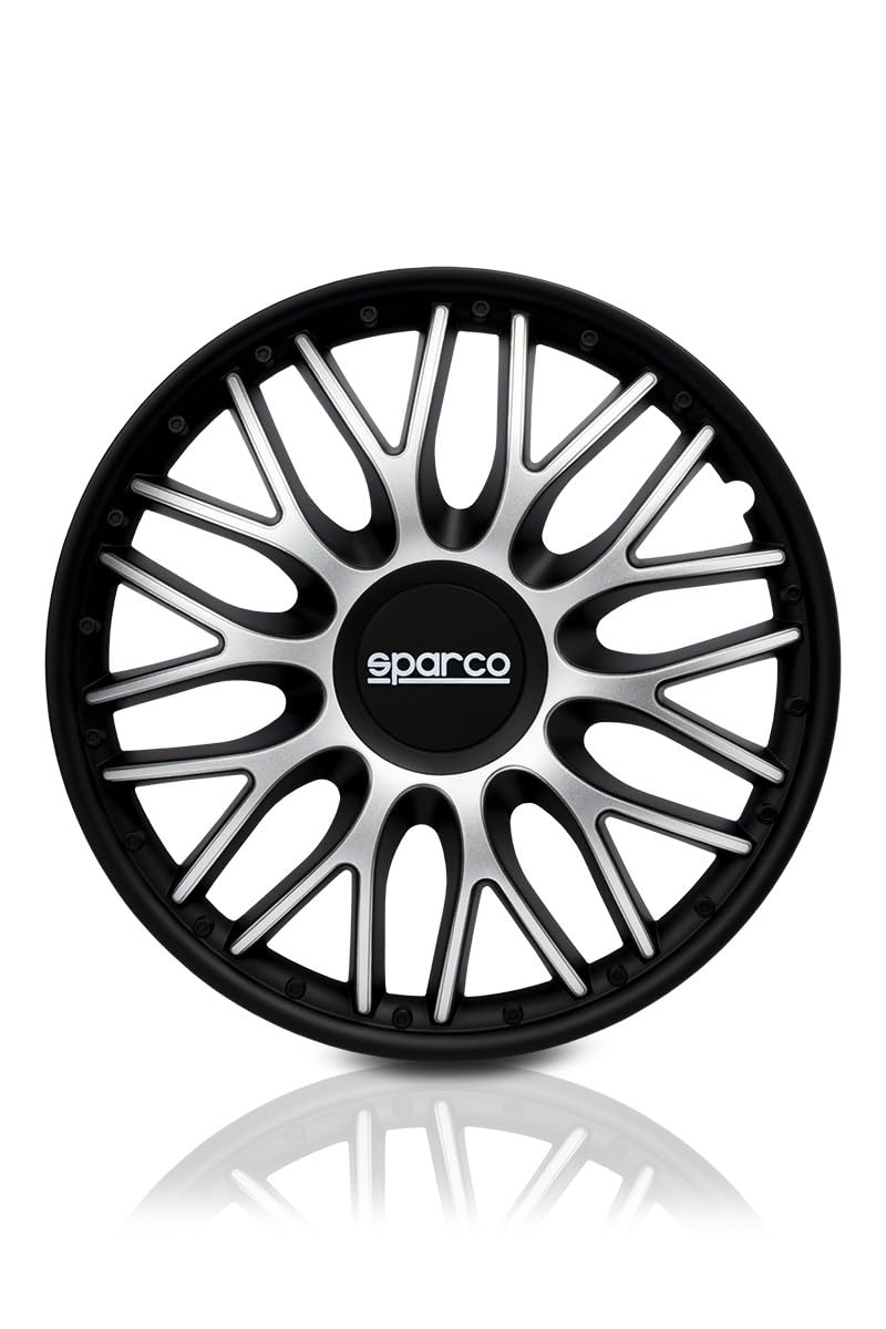 SPARCO Tapacubos 16" pulgada Kit negro plata Embelecedores De Rueda Juego de tapacubos SPC1696SVBK