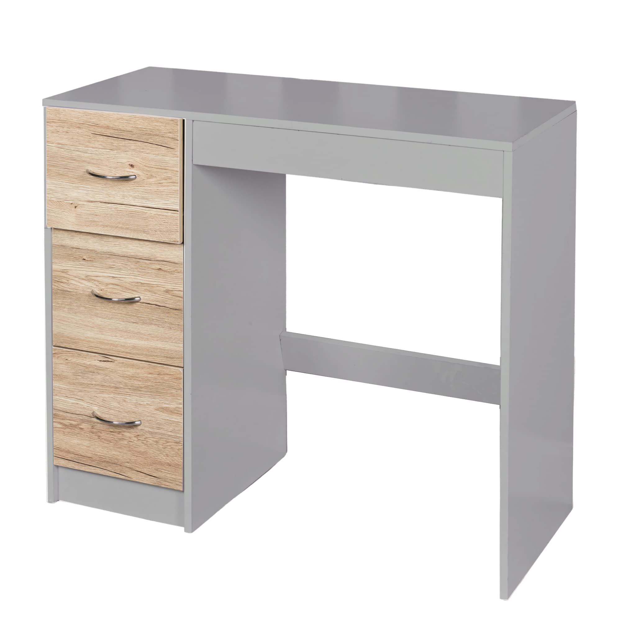 Urbn-Living Urbnliving Height  79.5Cm 3 Drawer Wooden Bedroom Dressing Computer Work Table Desk Grey Carcass And Oak Drawers Jewellery from B&Q