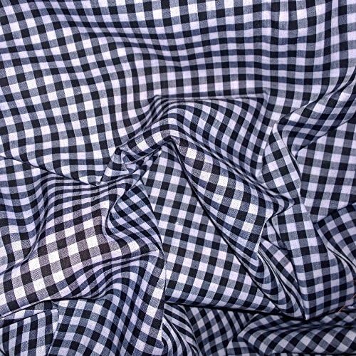 Gingham 1/4 inch Check Polycotton Fabric Black