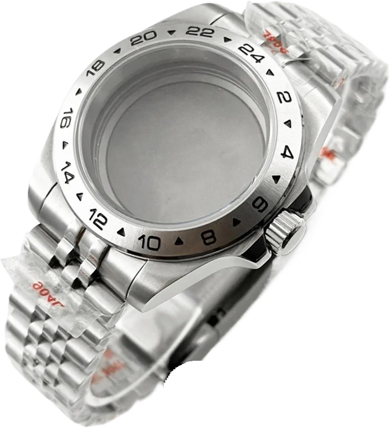 40mm NH34 NH35 NH36 NH38 Sapphire Glass Watch Case 24 GMT Hours Fixed Bezel Solid Glide Lock Clasp ETA2824