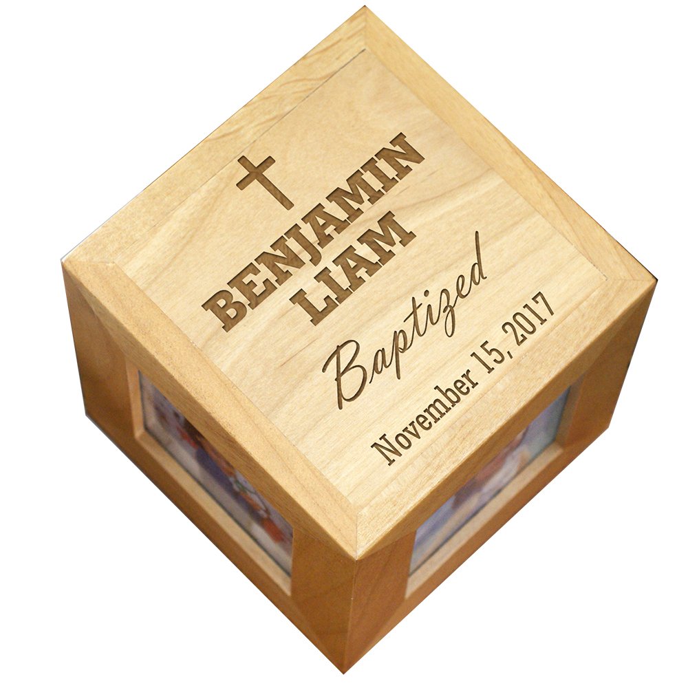 GiftsForYouNow - Baby Baptism Engraved Photo Cube