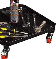 Vista 5 de Big RED Taburete mecánico rodante con bandeja de herramientas, asiento de garaje neumático, altura ajustable de 17 a 22 pulgadas, silla de taller