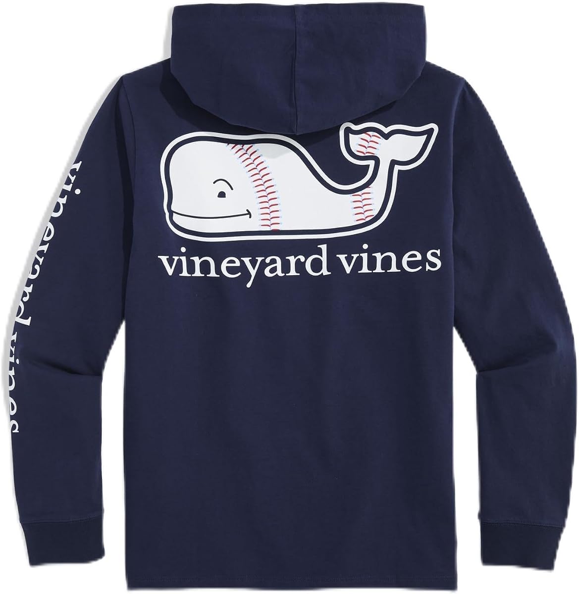 vineyard vines Boys' Baseball Whale Long-sleeve Hoodie Tee