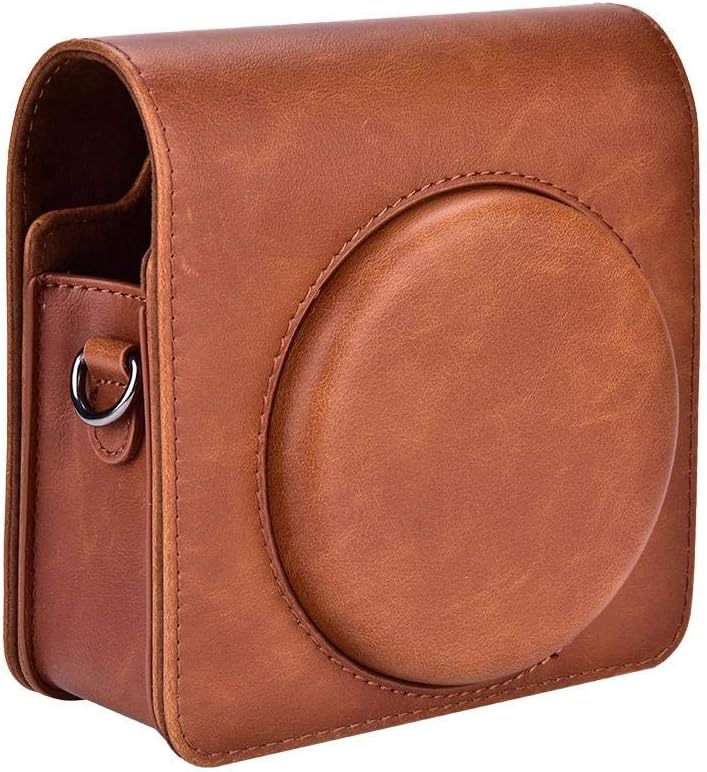 Mugast Portable Camera Bag, Protective PU Leather Camera Case with Strap for Fujifilm Instax SQ6 (Brown)