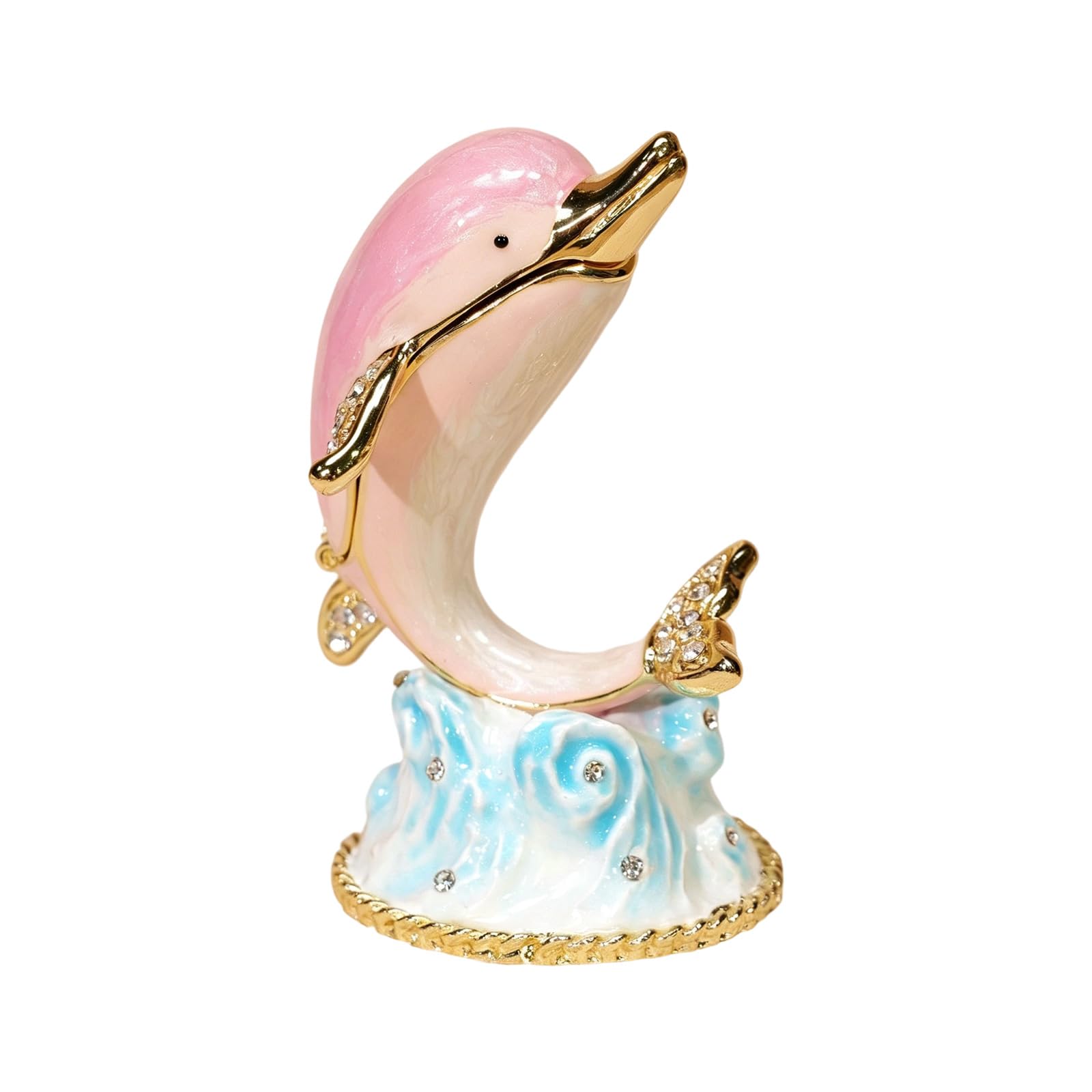 uikios Unique Small Accessory Case Dolphins Shape Decorative Storage Box Alloy Texture Suitable for Keeping Valuables Safe Metal Figurine