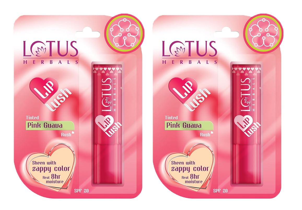 Lotus Herbals Lip Lush Tinted Lip Balm - Pink Guava Rush | SPF 20 | 8h Moisturisation | 4g (Pack of 2)-image-24