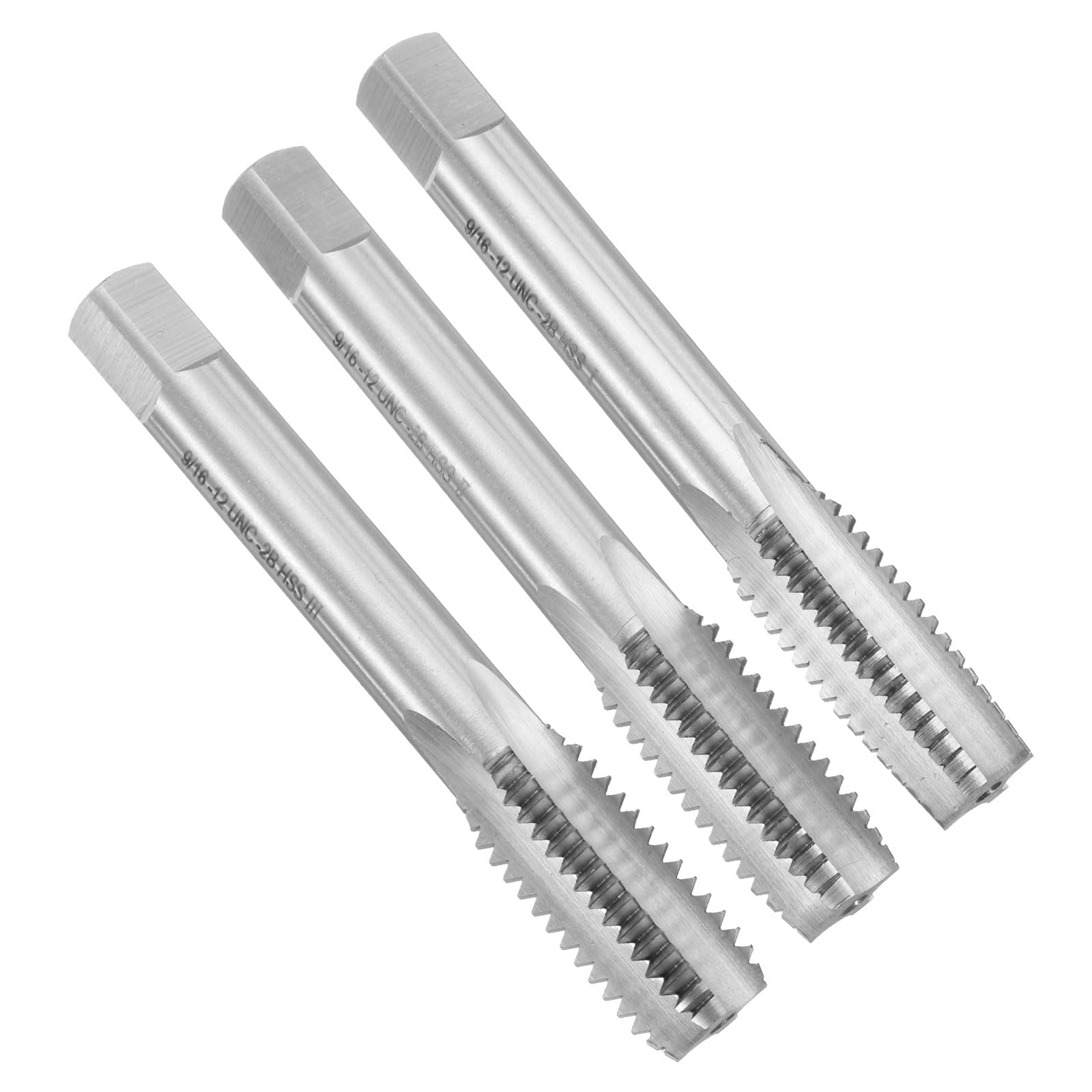sourcing map Juego de 3 grifos de mano, 9/40.6 cm-12 UNC cónico/enchufe/rosca inferior, kit de herramientas de roscado manual de acero de alta velocidad