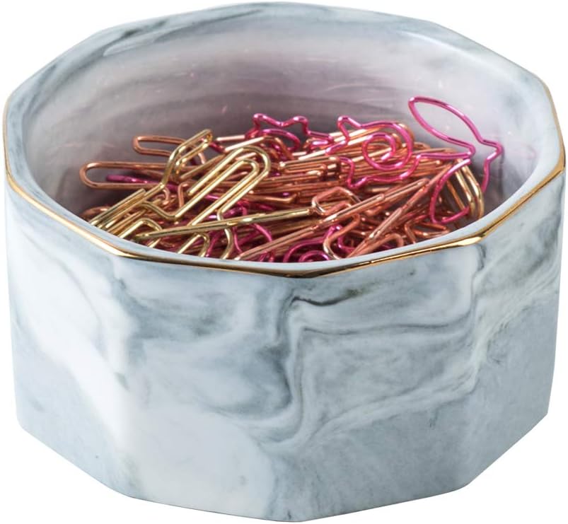 YOSCO Paper Clip Holder Ceramic Marble Paper Clip