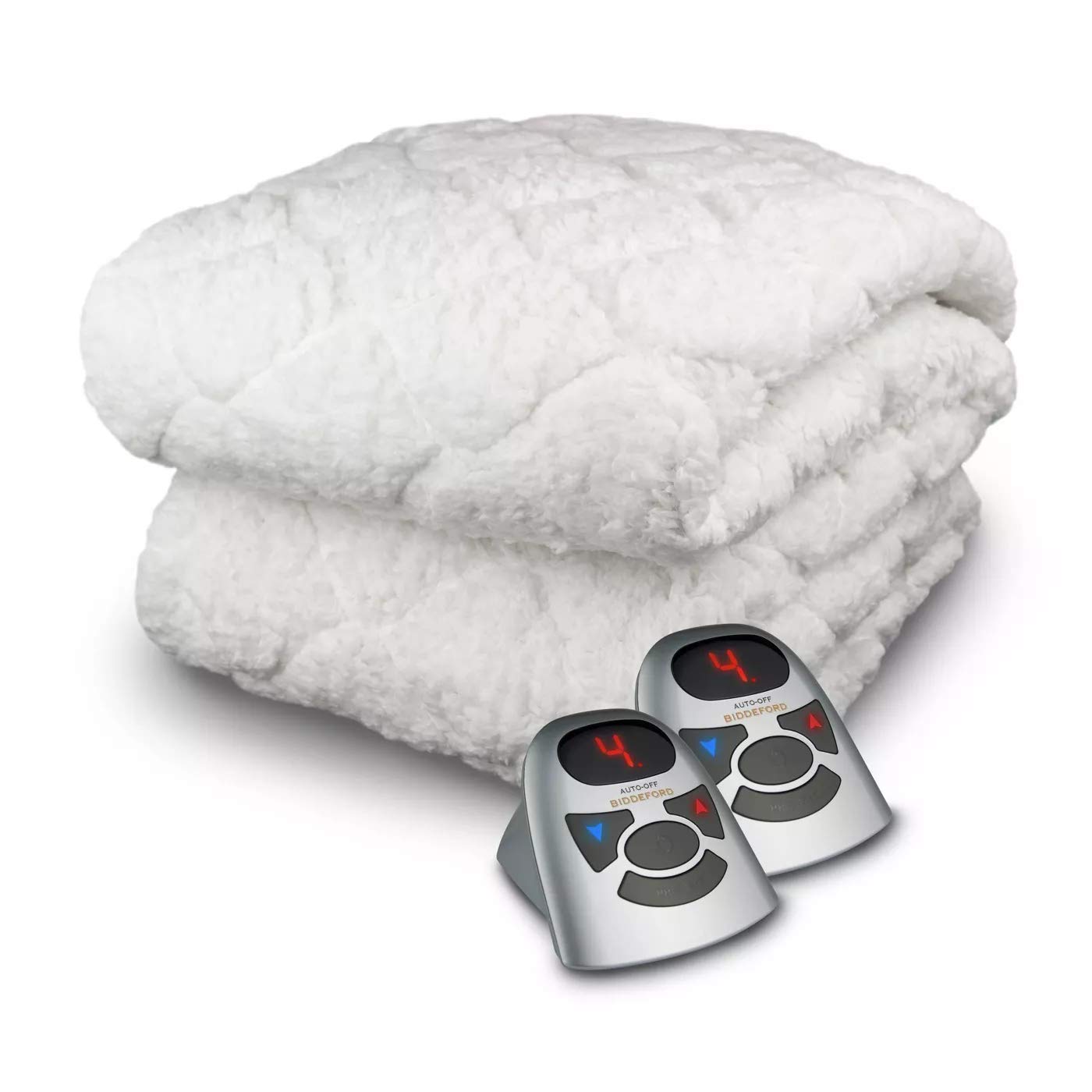 Biddeford Blankets Sherpa Electric Heated Mattress Pad with Digital Controller, Twin, White