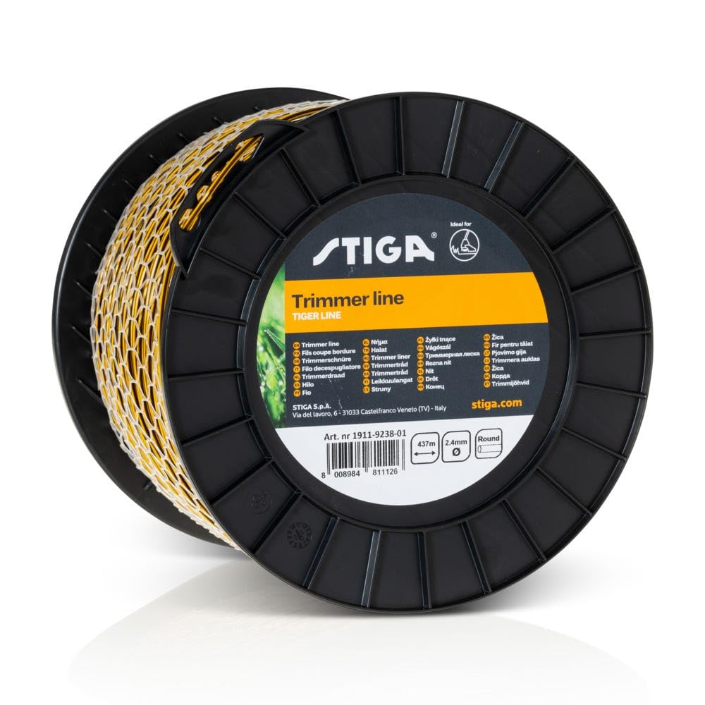 STIGA Filo Coestruso Sezione Tonda, 437 m, Ø 2,4 mm – Meno Rotture, Alta Flessibilità – Per Tagliabordi e Decespugliatori