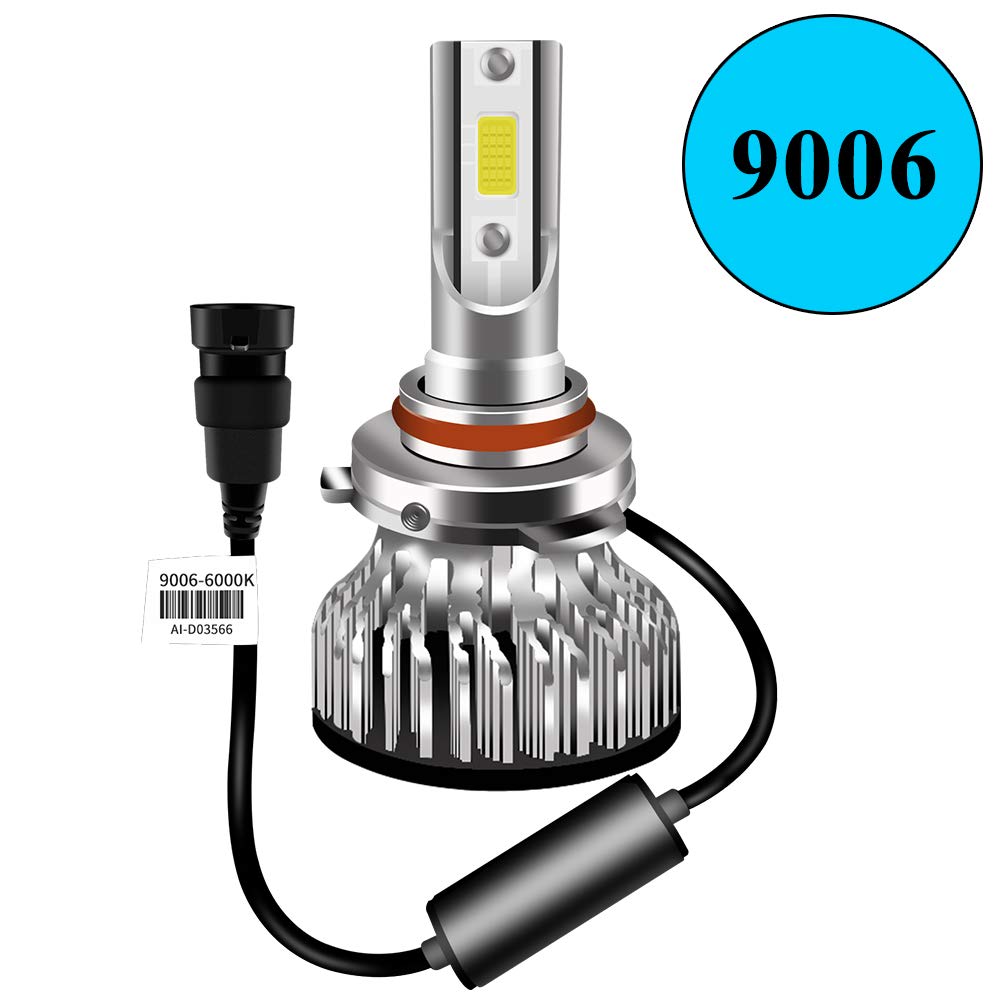 2X Ampoule 9006 LED, 12000LM Phares pour Voitures et Motos COB 6000K 100W 9006 LED Blanc Ampoules de Rechange pour Lampes halogènes et Kits xénon