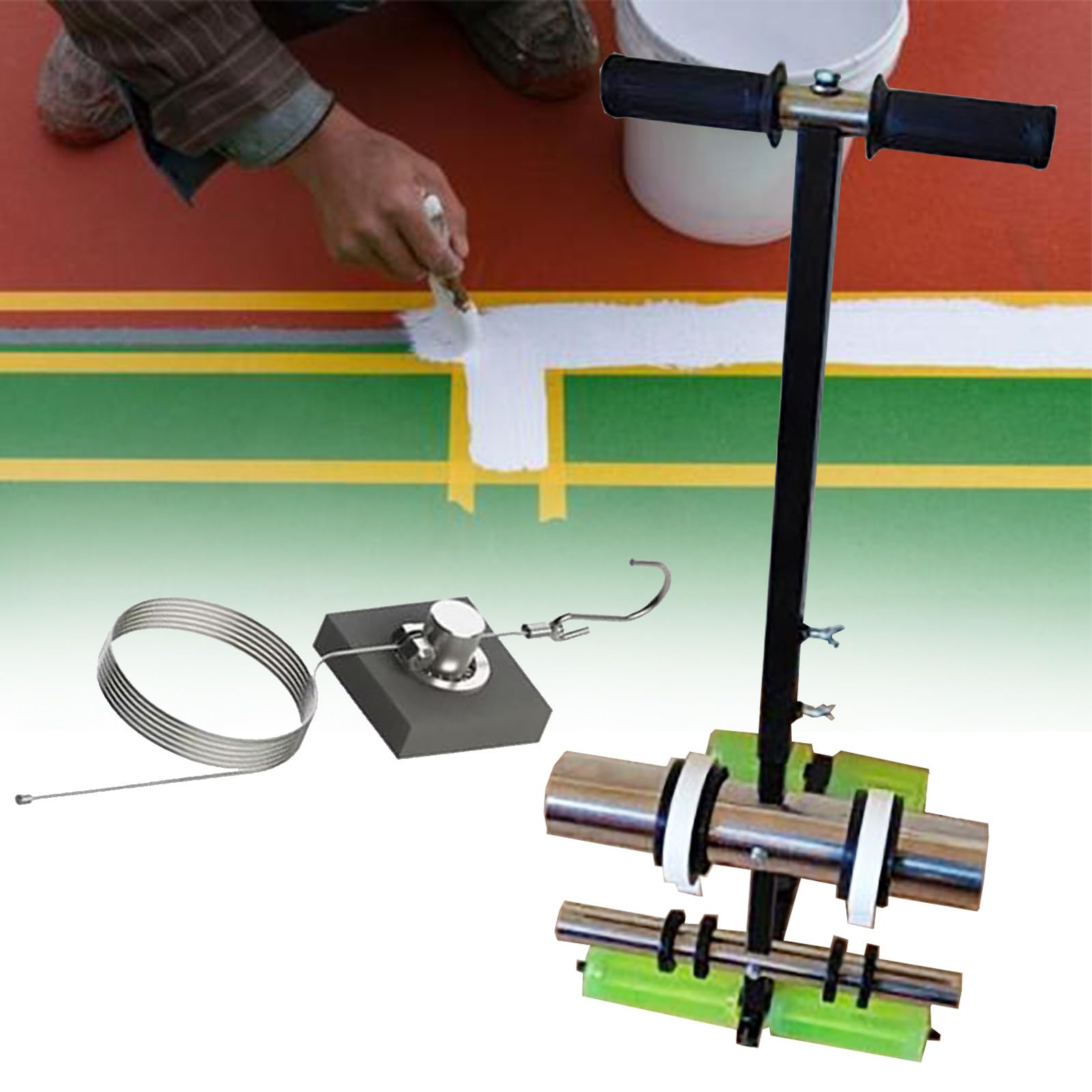 asdchZen Push Floor Marking Tool, Basketball Court Marking Kit With Marking Tape Roller, Line Drawing Tool For Driveways, Courts Or Pickets