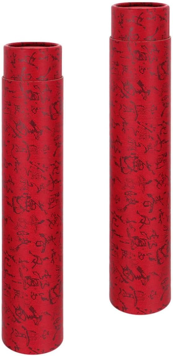 2pcs Red Paper Scroll Storage Tubes for Calligraphy and Paintings, Sturdy Picture Scroll Organizer with Enhanced Durability and Sleek Appearance, for Art and Poster Storage