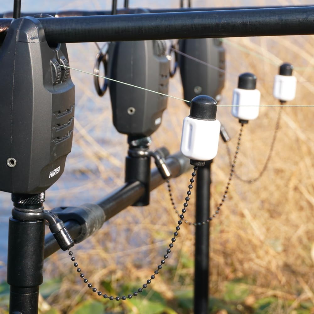 Hirisi Tackle Bobbins Swinger Drop Off - Chaîne en laiton pour alarme de pêche à la carpe - Chaîne noire - Clip de cordon réglable