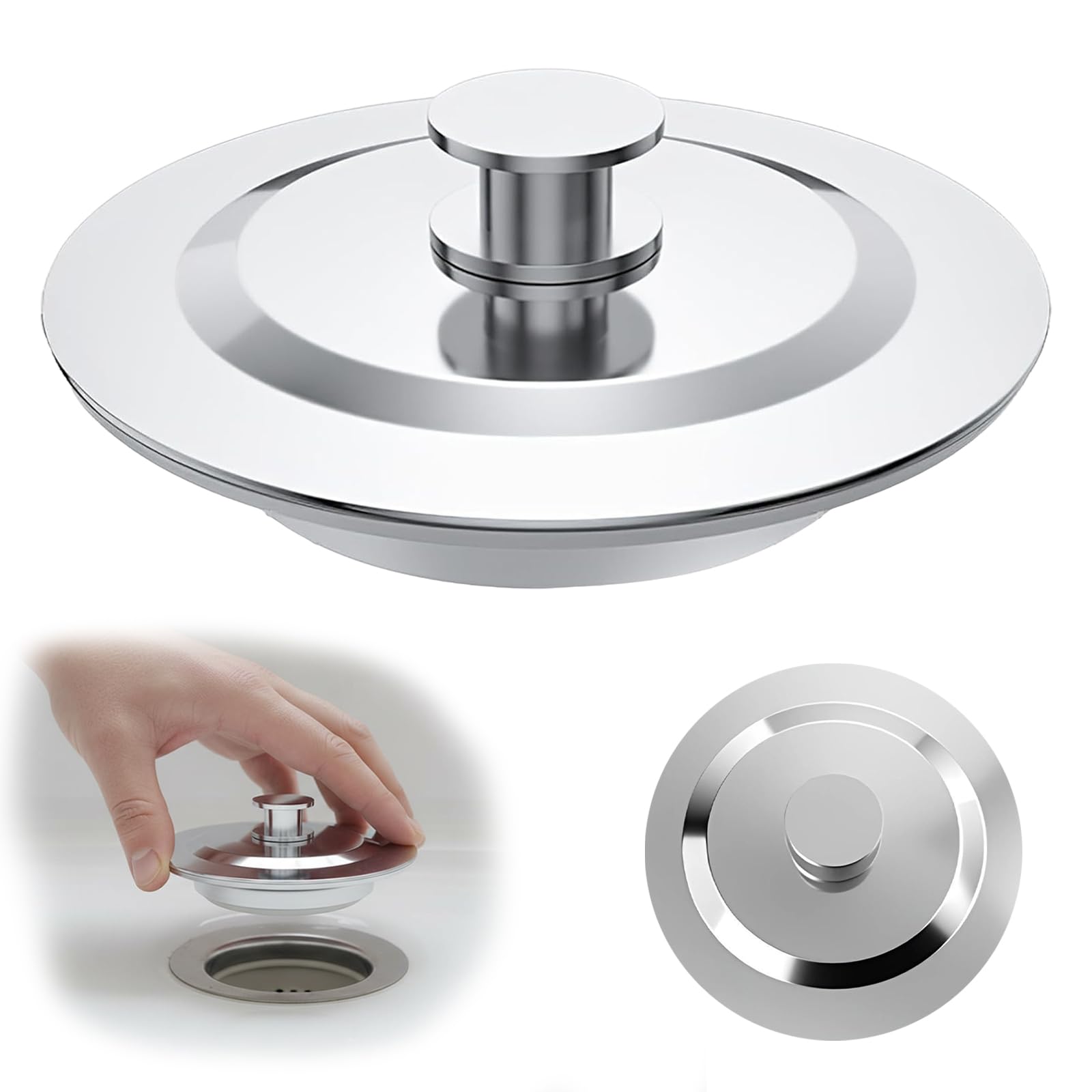 Universal Bath Plug, 40-45mm Hole Stainless Steel Drain Plug Replacement,for Bathtub, Kitchen, Laundry Sink, Rv Sink Etc sink Drain Stopper