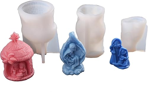 Miniatura 6 de Religión Natividad Estatua de Silicona Molde de Aromaterapia Vela Yeso DIY Resina Epoxi Molde de Fundición de Escritorio Ornamento