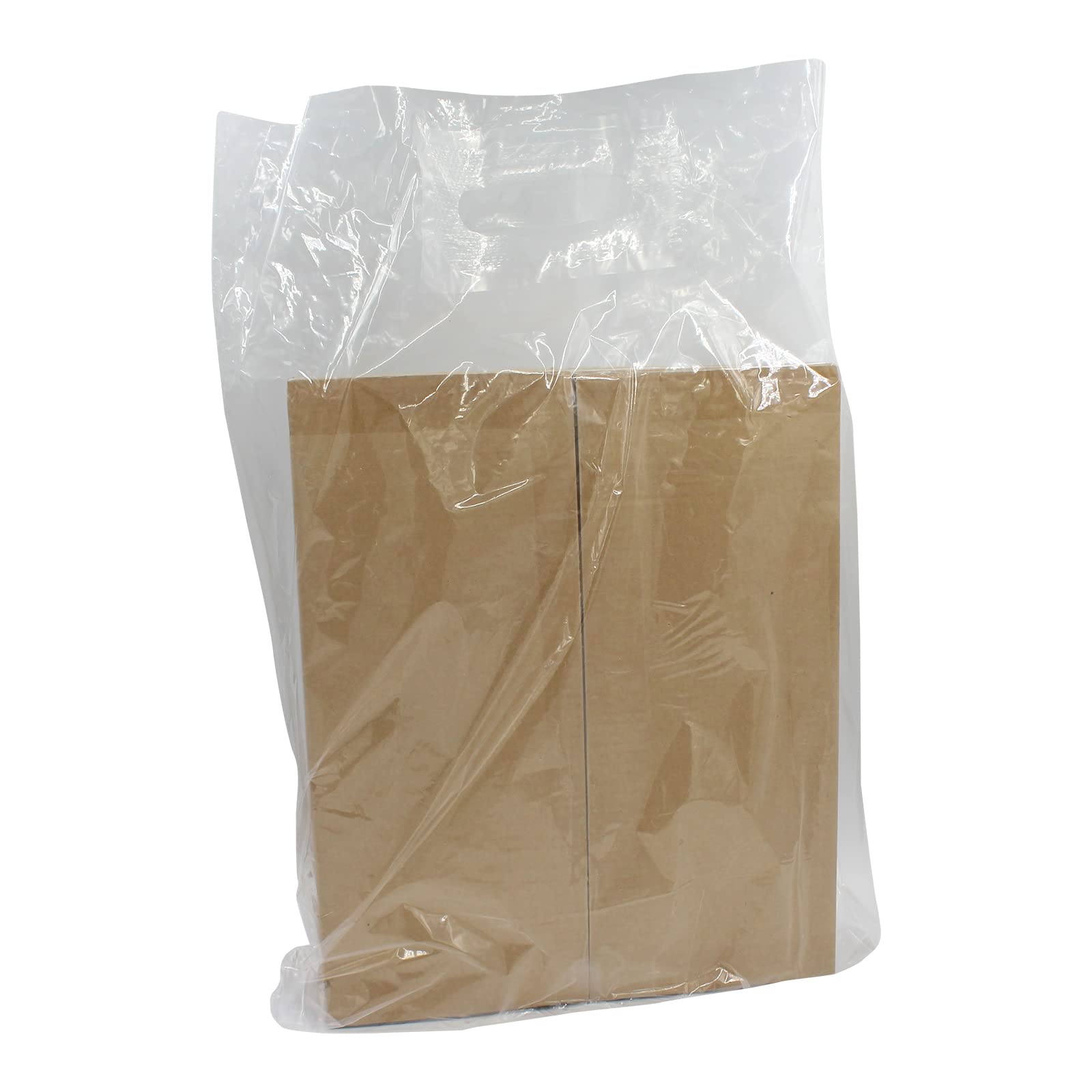 Reusable CLEAR Plastic Carrier Bags with Patch Handle - 38cm x 46cm +7cm / 15 x 18 x 3" - Ideal for Shopping, Fashion, Boutique, Party, Conferences, and Trade Shows (100)