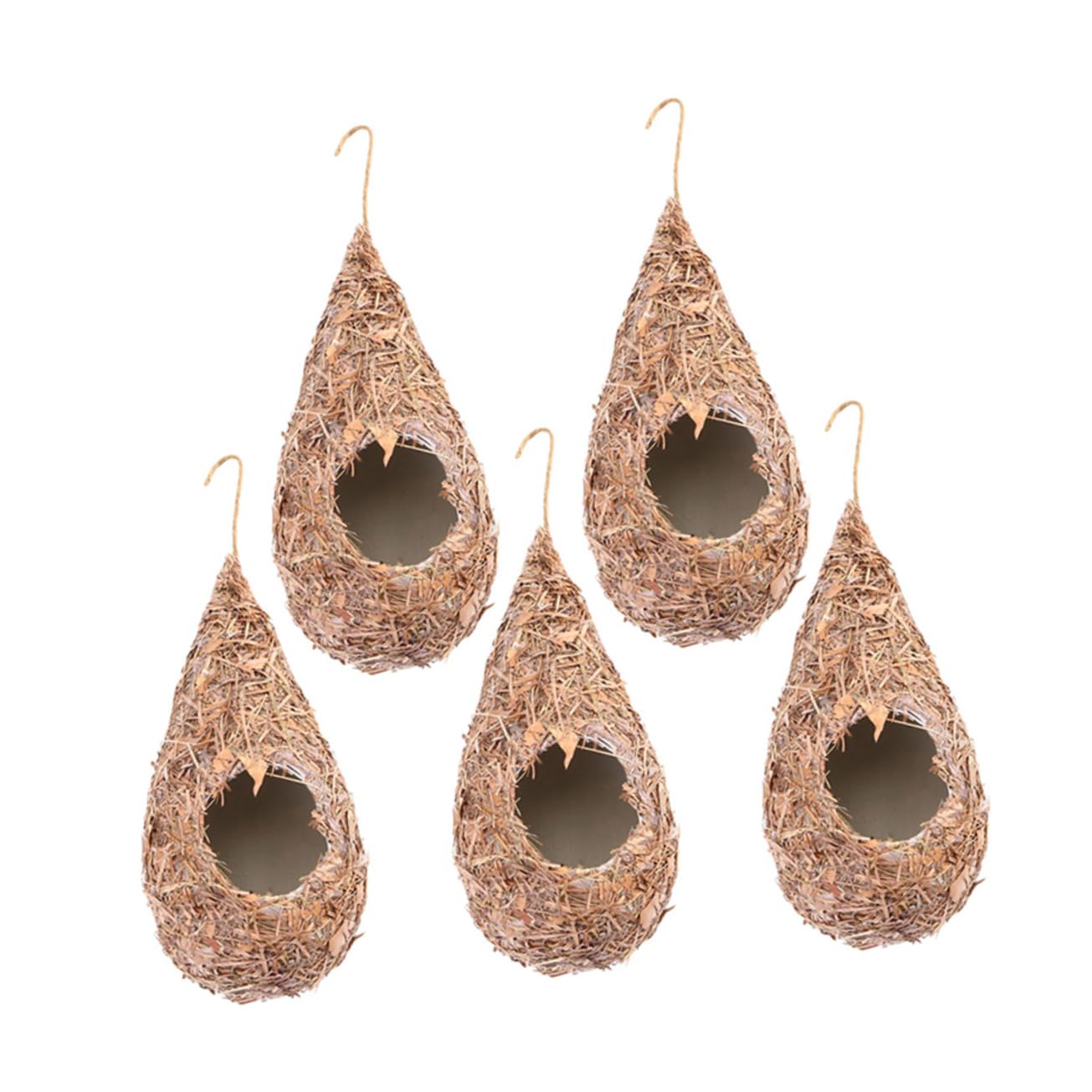 Toddmomy 5pcs Handwoven Straw Bird House Outdoor Hanging Nest for Bird Breeding Rustic Decor for Home Garden Porch Easy to Hang Provides Shelter from Elements