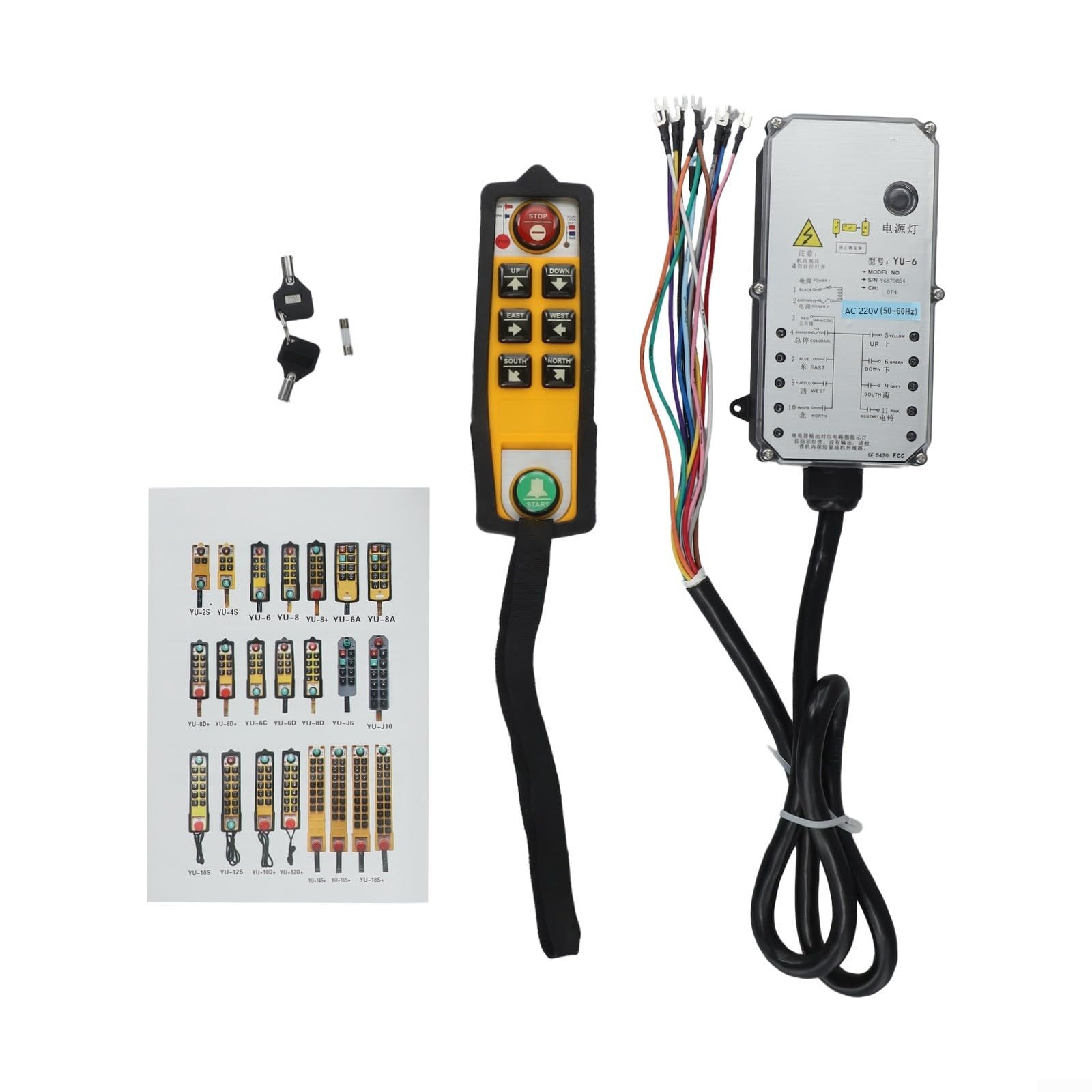 Grúa industrial con 6 botones, 24 V, robusta, 220 V